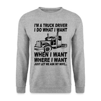Camionneur Camionneur - Fernfahrer LKW Fahrer - Sweat-shirt Unisexe - gris chiné - Devant - Alina (178cm) & Michal (187cm)