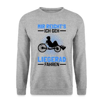 Liegerad mir reichts Radfahrer Liegefahrrad - Unisex Pullover - Weißgrau meliert - Vorne - Alina (178cm) & Michal (187cm)