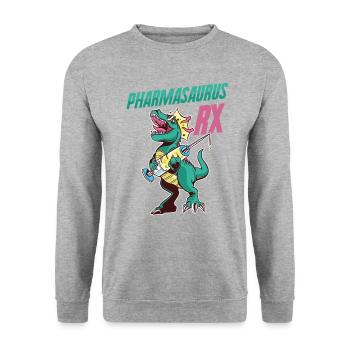 Pharmasaurus Rx Dino Pharmacien Technicien Médical - Sweat-shirt Unisexe - gris chiné - Devant - Alina (178cm) & Michal (187cm)