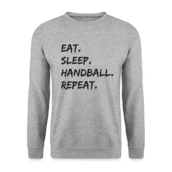 Handball - eat sleep handball repeat - Unisex Pullover - Weißgrau meliert - Vorne - Alina (178cm) & Michal (187cm)