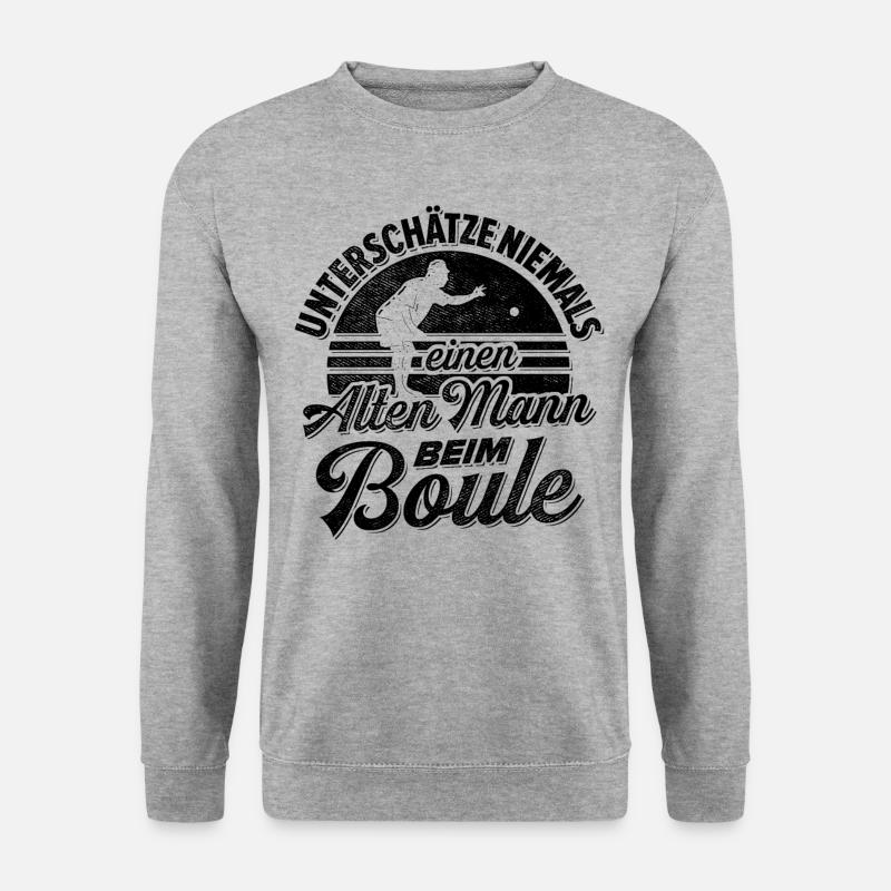 Unterschätze Niemals Einen Alten Mann Beim Boule P - Unisex Pullover - Weißgrau meliert