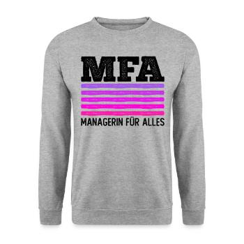 MFA Medizinische Fachangestellte Managerin - Unisex Pullover - Weißgrau meliert - Vorne - Alina (178cm) & Michal (187cm)