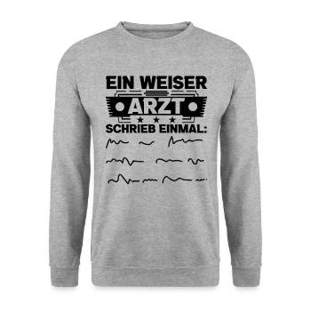 Ein Weiser Arzt Schrieb Einmal Chirurg Facharzt Kr - Unisex Pullover - Weißgrau meliert - Vorne - Alina (178cm) & Michal (187cm)