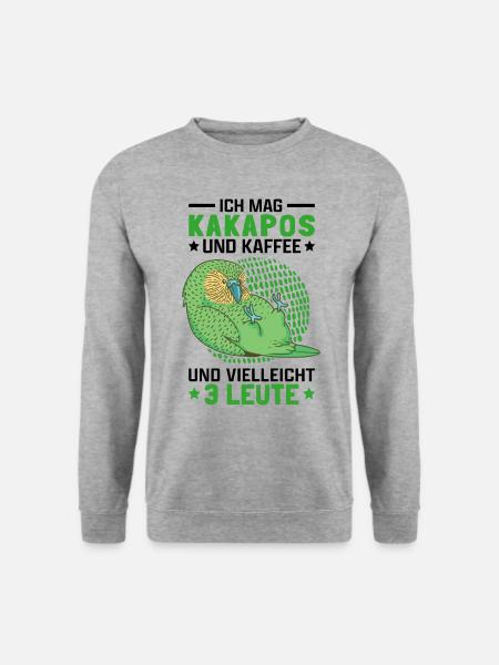 Kakapo und Kaffee Neuseeland flugunfähiger Kakapo - Unisex Pullover - Weißgrau meliert