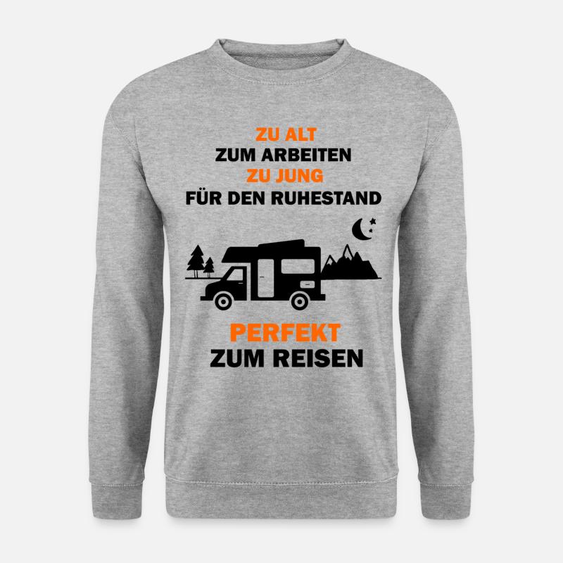 Wohnmobil Camping Reisen Rentner Geschenk - Unisex Pullover - Weißgrau meliert