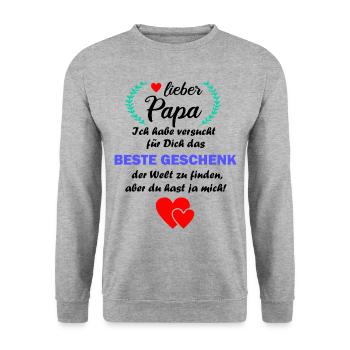 Papa lustig witzig Vater Geburtstag Geschenk - Unisex Pullover - Weißgrau meliert - Vorne - Alina (178cm) & Michal (187cm)