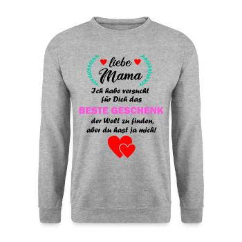 Mama lustig witzig Mutter Geburtstag Geschenk - Unisex Pullover - Weißgrau meliert - Vorne - Alina (178cm) & Michal (187cm)