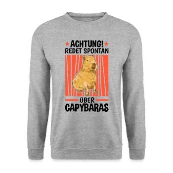 Redet über Capybara Südamerika Wasserschwein - Unisex Pullover - Weißgrau meliert - Vorne - Alina (178cm) & Michal (187cm)