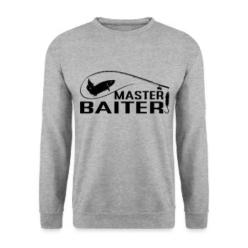 Master Baiter - Fishing Sport Fishing Angler - Unisex Sweatshirt - salt & pepper - Front - Alina (178cm) & Michal (187cm)