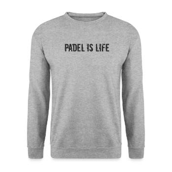 Padel Tennis - Padel is life - Unisex Pullover - Weißgrau meliert - Vorne - Alina (178cm) & Michal (187cm)