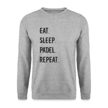 Padel Tennis - eat sleep padel repeat - Unisex Pullover - Weißgrau meliert - Vorne - Alina (178cm) & Michal (187cm)