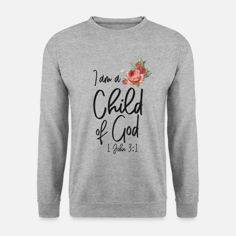 Christian Bible Verse Quote Rose - Unisex Pullover - Weißgrau meliert
