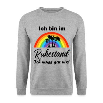 Ruhestand Pension Rentnerin Rentner Rente Geschenk - Unisex Pullover - Weißgrau meliert - Vorne - Alina (178cm) & Michal (187cm)