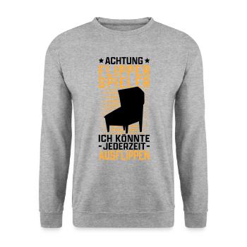 Flipper ausflippen Flipperautomat Pinball - Unisex Pullover - Weißgrau meliert - Vorne - Alina (178cm) & Michal (187cm)
