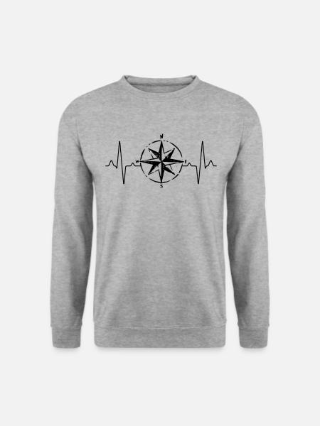 Compass Hiking Heartbeat - Unisex Sweatshirt - salt & pepper