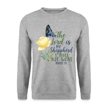 Citation de verset biblique chrétien - Sweat-shirt Unisexe - gris chiné - Devant - Alina (178cm) & Michal (187cm)