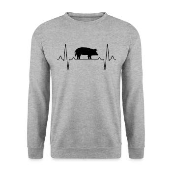 Pig Heartbeat - Unisex Sweatshirt - salt & pepper - Front - Alina (178cm) & Michal (187cm)