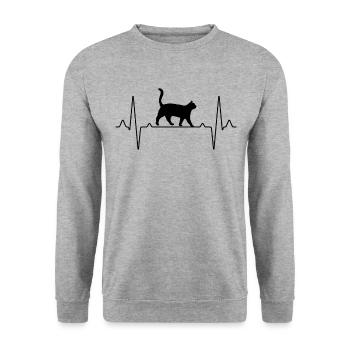 Battement de cœur de chat - Sweat-shirt Unisexe - gris chiné - Devant - Alina (178cm) & Michal (187cm)