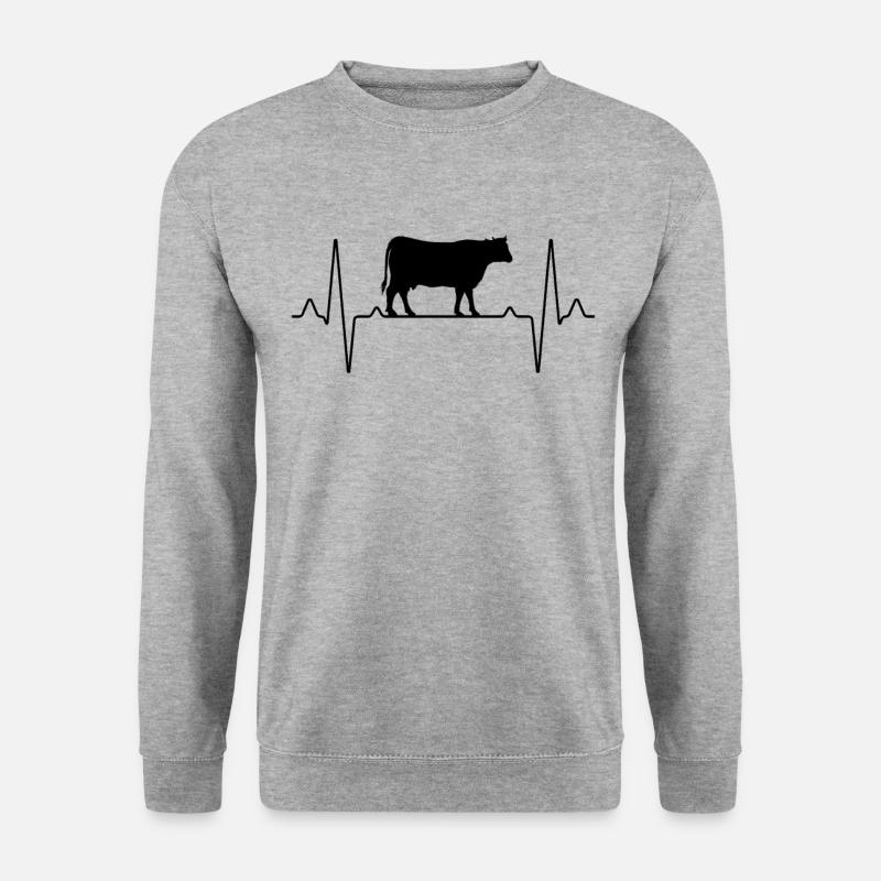 Kuh Rind Herzschlag - Unisex Pullover - Weißgrau meliert