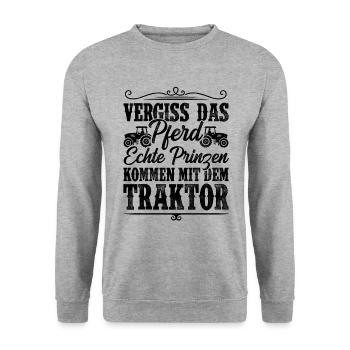 Vergiss Das Pferd Echte Prinzen Kommen Mit Dem Tra - Unisex Pullover - Weißgrau meliert - Vorne - Alina (178cm) & Michal (187cm)