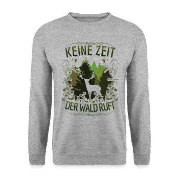 Pas de temps que la forêt appelle les cerfs la saison d’automne - Sweat-shirt Unisexe - gris chiné - Devant - Alina (178cm) & Michal (187cm)