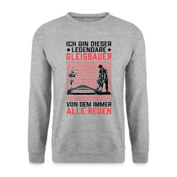 Legendärer Gleisbauer Gleisbau Weichenmechaniker - Unisex Pullover - Weißgrau meliert - Vorne - Alina (178cm) & Michal (187cm)