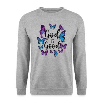 Citation de verset biblique chrétien - Sweat-shirt Unisexe - gris chiné - Devant - Alina (178cm) & Michal (187cm)