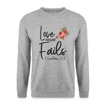 Christian Bible Verse Quote Rose - Unisex Pullover - Weißgrau meliert - Vorne - Alina (178cm) & Michal (187cm)