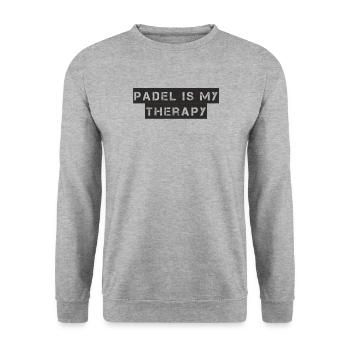 Padel Tennis - Padel is my therapy - Unisex Pullover - Weißgrau meliert - Vorne - Alina (178cm) & Michal (187cm)