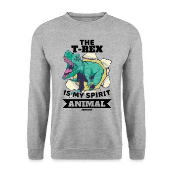 The T-Rex Is My Spirit Animal - Unisex Pullover - Weißgrau meliert - Vorne - Alina (178cm) & Michal (187cm)