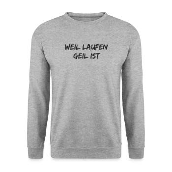 Laufen - weil laufen geil ist - Unisex Pullover - Weißgrau meliert - Vorne - Alina (178cm) & Michal (187cm)
