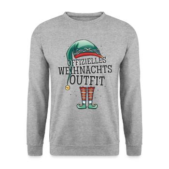 Offizielles Weihnachtsoutfit Weihnachten Wichtel - Unisex Pullover - Weißgrau meliert - Vorne - Alina (178cm) & Michal (187cm)
