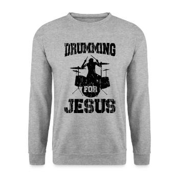 Drums For Jesus Drum Musician Drummer - Unisex Sweatshirt - salt & pepper - Front - Alina (178cm) & Michal (187cm)