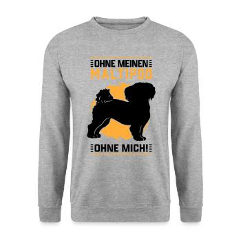 Ohne meinen Maltipoo ohne mich - Unisex Pullover - Weißgrau meliert - Vorne - Alina (178cm) & Michal (187cm)