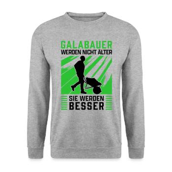 Galabauer werden besser Gärtner Galabau - Unisex Pullover - Weißgrau meliert - Vorne - Alina (178cm) & Michal (187cm)