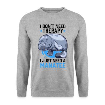 Seekuh keine Therapie Manati Meeressäuger Seekuh - Unisex Pullover - Weißgrau meliert - Vorne - Alina (178cm) & Michal (187cm)