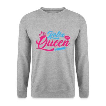 Botox Queen Injector Lips Surgery Cosmetics - Unisex Pullover - Weißgrau meliert - Vorne - Alina (178cm) & Michal (187cm)