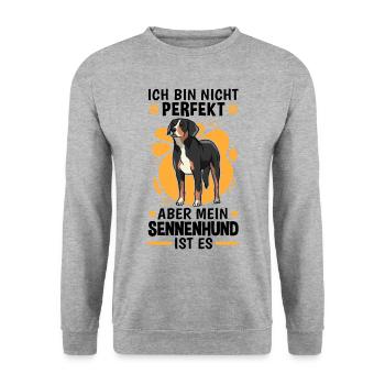 Sennenhund ist perfekt Schweizer Sennenhund - Unisex Pullover - Weißgrau meliert - Vorne - Alina (178cm) & Michal (187cm)
