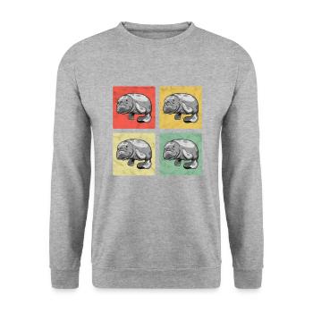 Seekuh Vintage Manati Meeressäuger Seekuh - Unisex Pullover - Weißgrau meliert - Vorne - Alina (178cm) & Michal (187cm)