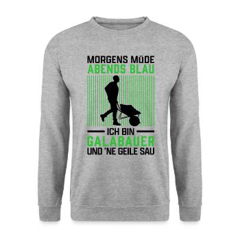 Galabauer Abends blau Galabau Gärtner - Unisex Pullover - Weißgrau meliert - Vorne - Alina (178cm) & Michal (187cm)