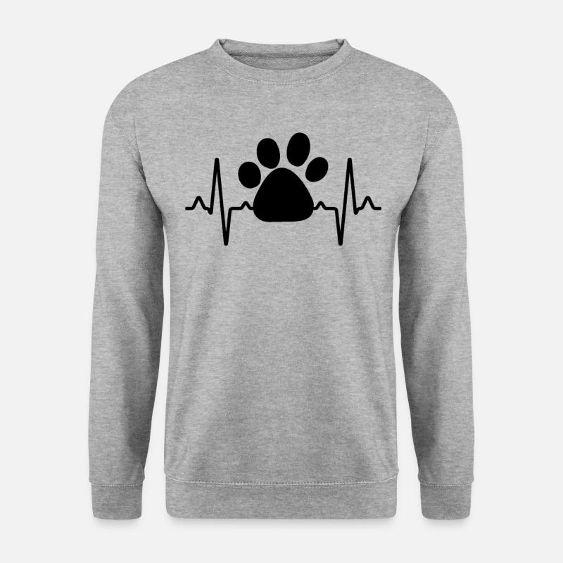 Hunde Pfote Herzschlag - Unisex Pullover - Weißgrau meliert
