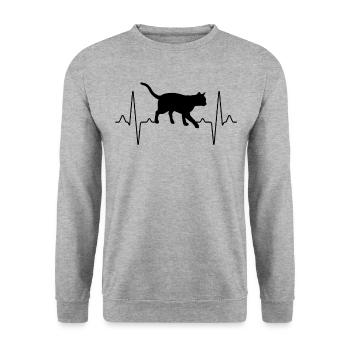 Battement de cœur de chat - Sweat-shirt Unisexe - gris chiné - Devant - Alina (178cm) & Michal (187cm)