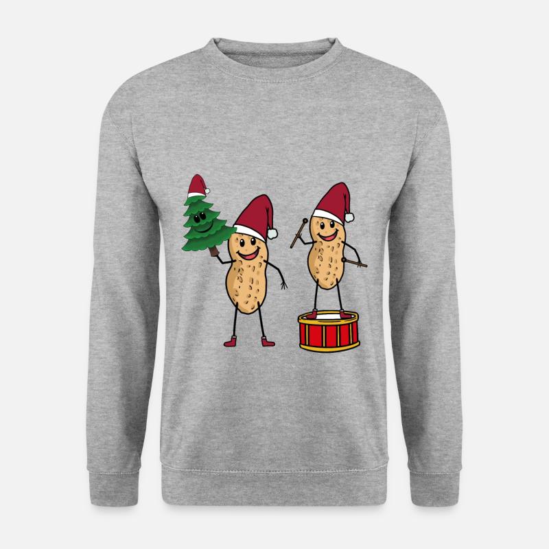 Weihnachtsmann Erdnuss Tannenbaum Xmas Christmas - Unisex Pullover - Weißgrau meliert