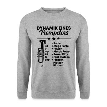 Dynamik Eines Trompeters Trompete Blasmusiker Inst - Unisex Pullover - Weißgrau meliert - Vorne - Alina (178cm) & Michal (187cm)