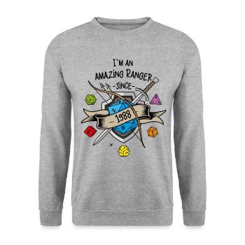 Ich bin seit 1988 ein erstaunlicher Ranger - Unisex Pullover - Weißgrau meliert - Vorne - Alina (178cm) & Michal (187cm)