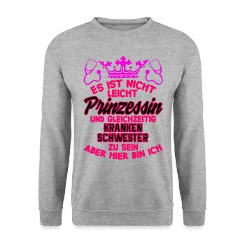 Damen Krankenschwester Nurse Prinzessin - Unisex Pullover - Weißgrau meliert - Vorne - Alina (178cm) & Michal (187cm)