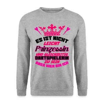 Prinzessin Dartscheibe & Dartpfeile Dart - Unisex Pullover - Weißgrau meliert - Vorne - Alina (178cm) & Michal (187cm)
