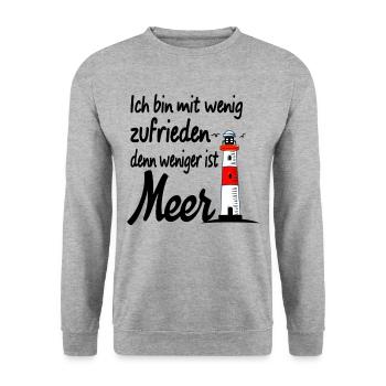 Meer Ostsee Nordsee Spruch Strand Leuchtturm - Unisex Pullover - Weißgrau meliert - Vorne - Alina (178cm) & Michal (187cm)