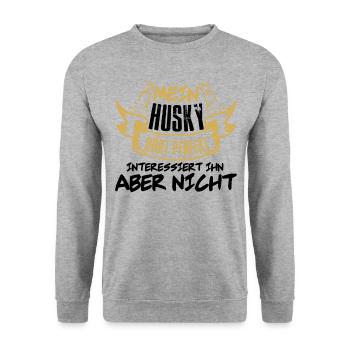 Husky Hunde Shirt Damen Herren Mama - Unisex Pullover - Weißgrau meliert - Vorne - Alina (178cm) & Michal (187cm)