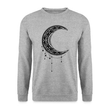 Occult Satan Moon Gothique - Sorcière de la Lune - Sweat-shirt Unisexe - gris chiné - Devant - Alina (178cm) & Michal (187cm)